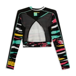 WAL T7 Cropped Mock Neck Long Sleeve Pullover Top
