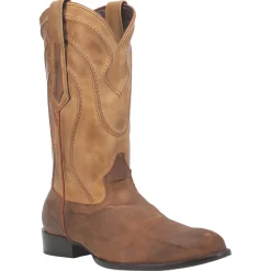 Whiskey River Embroidered Round Toe Pull On Cowboy Boots
