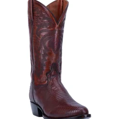 Winston Lizard Embroidered Round Toe Pull On Cowboy Boots