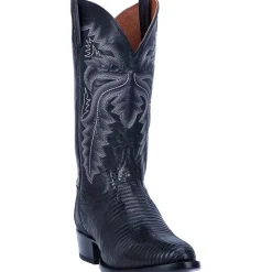 Winston Lizard Embroidered Round Toe Pull On Cowboy Boots