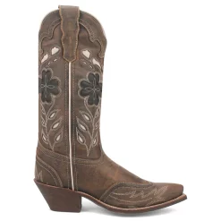 Zuri Leather Floral Embroidered Snip Toe Cowboy Boots