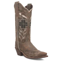 Zuri Leather Floral Embroidered Snip Toe Cowboy Boots