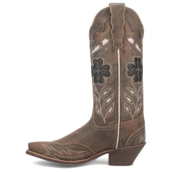 Zuri Leather Floral Embroidered Snip Toe Cowboy Boots